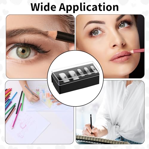 Grevosea 2-Pack 5-Hole Makeup Pencil Sharpener with Lid & Cleaning Pick