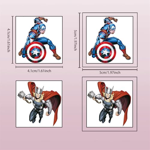XSMIN 20Pcs Cartoon Superhero Temporary Tattoos for Kids Boys, Waterproof Party Favors (Variation A)