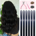 Black Hair Tinsel Kit 48 Inches with Tools & Instructions - Sparkling Hair Extensions for Women & Girls