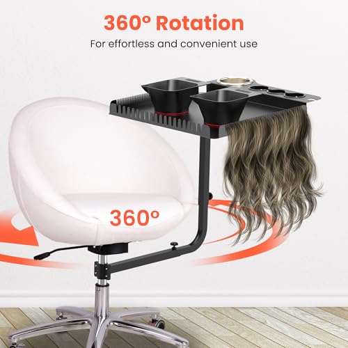Chair-Mounted Salon Tray with Magnetic Dye Bowls