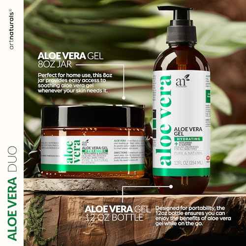 artnaturals Aloe Vera Gel Set - JUMBO 20oz - Sunburn Relief & Hydration for Face, Body, Scalp & Hair - Calming Moisturizer After Sun Exposure - Freshly Harvested within 12 Hours