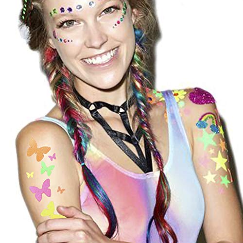 Sasswear Neon Star Body Stickers - 40pk Blacklight Glow