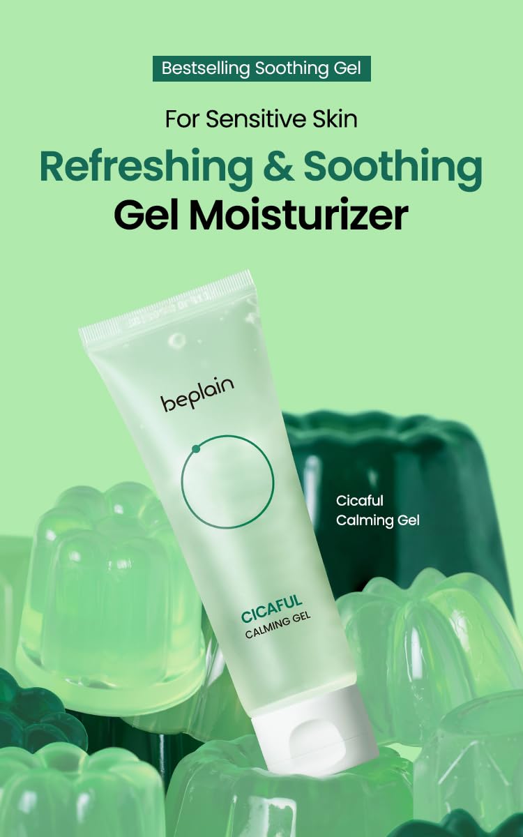 beplain Cicaful Calming Gel | After Tanning Moisturizer to Soothe and Hydrate | Suitable for Acne Treatment | Beplain