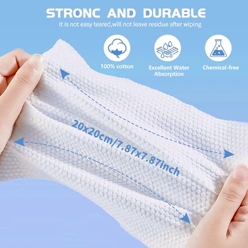 Cotton Facial Dry Wipes 100 Count, Deeply Cleansing Disposable Face Towel Wash Cloth, Multi-Purpose for Skin Care, Make-up and Face Wipes (2 Pack)