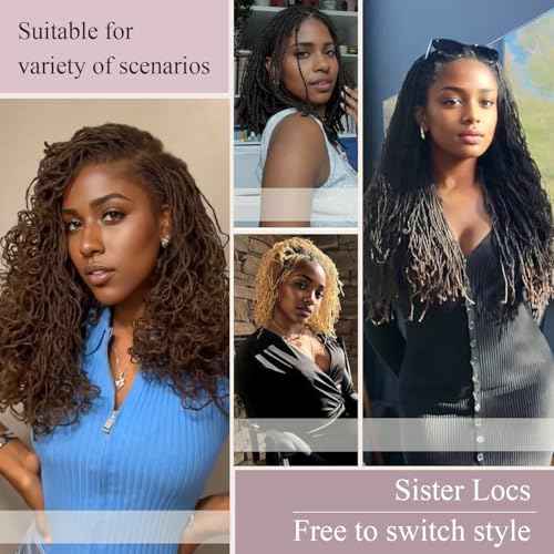 Originea Micro Locs Extesnions Human Hair 0.2cm Thickness Sisterlocks Curly Tips, Full Handmade Interlocking Permanent Soft Dreadlock Extensions Natural Looking Locs (1B# 0.2cm, 6 Inch 70 Strands)