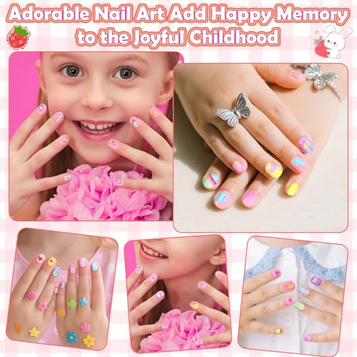 288 Piece Kids Press On Nails Set, 12 Designs Girls Ages 8-12