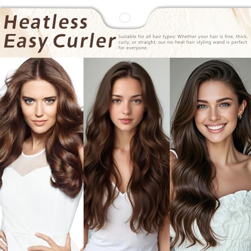 Heatless Hair Curlers Overnight - Velvet Curling Ribbon with Comb Stabilizer