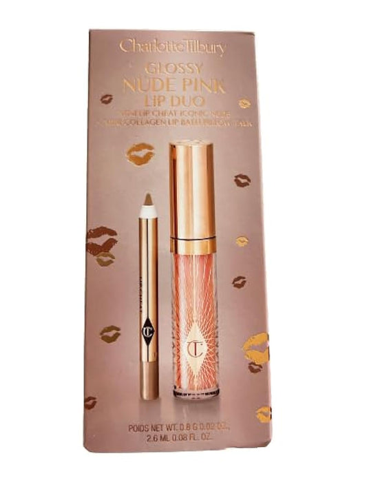 CHARLOTTE TILBURY Glossy Nude Pink Lip Duo - Lip Cheat Iconic Nude & Collagen Lip Baht Pillow Talk