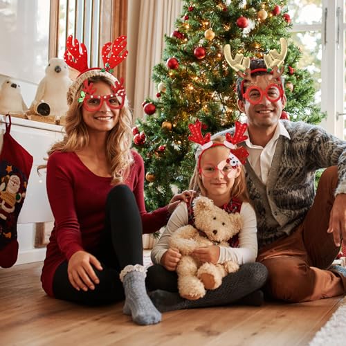 Zhehao 36 Pcs Christmas Headbands Bulk Santa Reindeer Antlers Snowman Santa Hat Headbands for Adults and Kids Cute Xmas Holiday Costume Headwear Accessories Christmas Party Favors