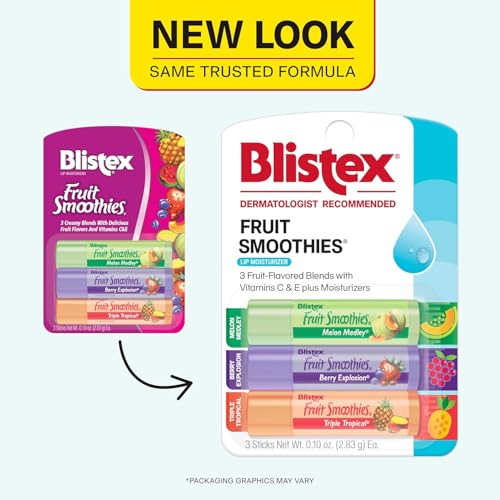 Blistex Fruit Smoothies Lip Moisturizers 3 Sticks 0.10 oz each Pack of 2