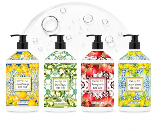 Home & Body Company Liquid Hand Soap - 4 Pack, Sweet Orange, Olive Thyme, Pomegranate & Meyer Lemon, 21.5 fl oz Bottles