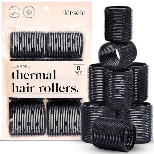 Kitsch Self-Grip Ceramic Hair Rollers Set for Heatless Curls, 8 Pack