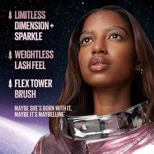Maybelline Lash Sensational Sky High Glitter Mascara, Diamond Effect Eye Makeup for Lashes and Brows, Washable, Space Diamond, 1 Count