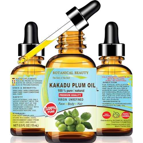 Botanical Beauty Australian KAKADU PLUM OIL 100% Pure Natural Virgin Unrefined Cold-pressed carrier oil 0.5 Fl oz 15 ml For Face, Skin, Body, Hair, Lip, Nails