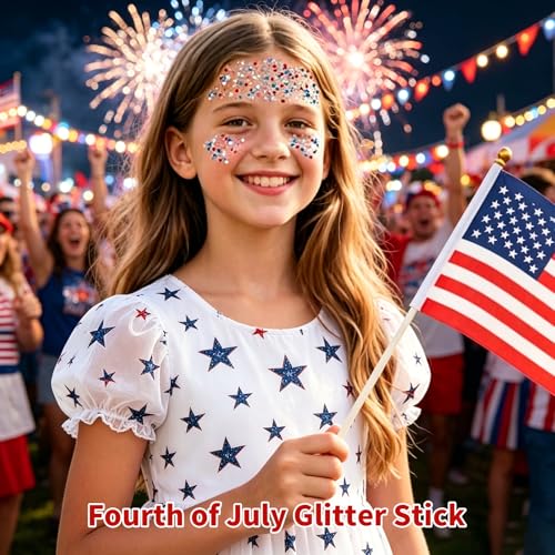 Patriotic Glitter Stick - Red White Blue Waterproof Face Body