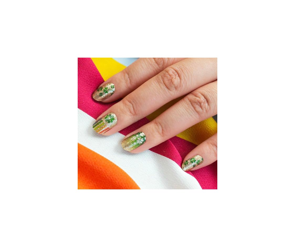 Clover Takeover - Color Street Nail Strips, Gold & Green (FDG310)