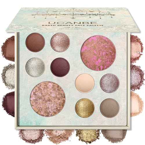 UCANBE All in One Baked Makeup Palette ? Eyeshadow, Blush & Bronzer Face Kit, Neutral Pigmented Colors, Travel Size Compact, Full Face Makeup Gift Set for Women