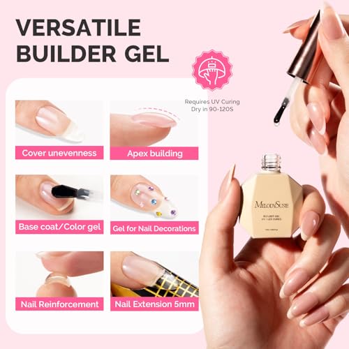 MelodySusie 7-in-1 Clear Builder Gel for Nails, 15ml Rubber Base Gel