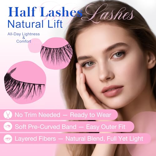 BEPHOLAN Half False Eyelashes Cat Eye 7 Pair Fluffy Faux Mink