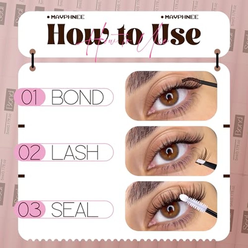 Mavphnee Brown Lash Glue Bond & Seal - 72hr Waterproof Adhesive