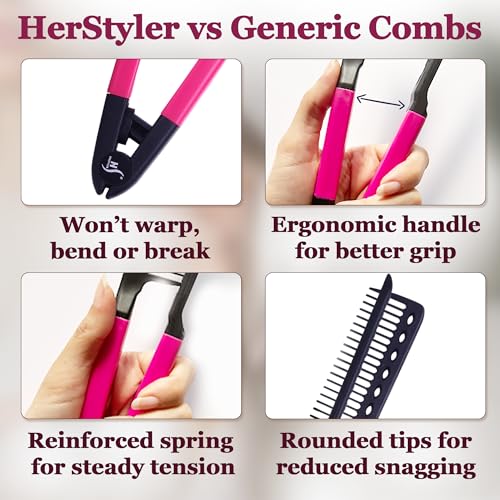 HerStyler Hair Straightening Comb for Flat Iron - Pink