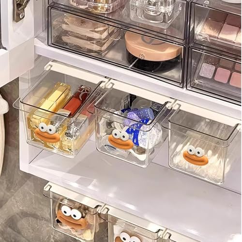 3 Pack Under Desk Storage Drawer,Self-Adhesive Slide-Out Organizer Box,Under Table Shelf Hidden Pull-Out Cabinet,Space-Saving Tray for Office Kitchen Bathroom
