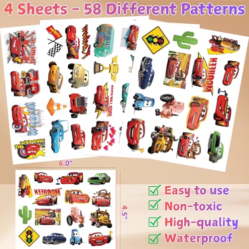 58 Racing Car Temporary Tattoos for Kids - Party Favors