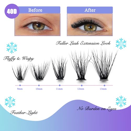 40D D Curl Lash Clusters Kit 9-13mm Short Wispy Eyelashes 200pcs