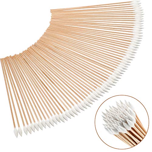 Norme 6 Inch Long Cotton Swabs with Pointed Tips - 500 Pcs Wooden Handle Cleaning Buds for Makeup, Face, Electronics and Nail Care