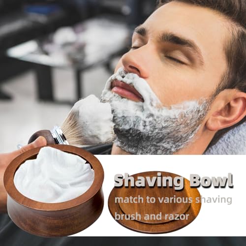 Grandslam Wooden Shaving Bowl with Lid Shaving Soap Bowl for Men Easy to Lather Fits Wet Shaving