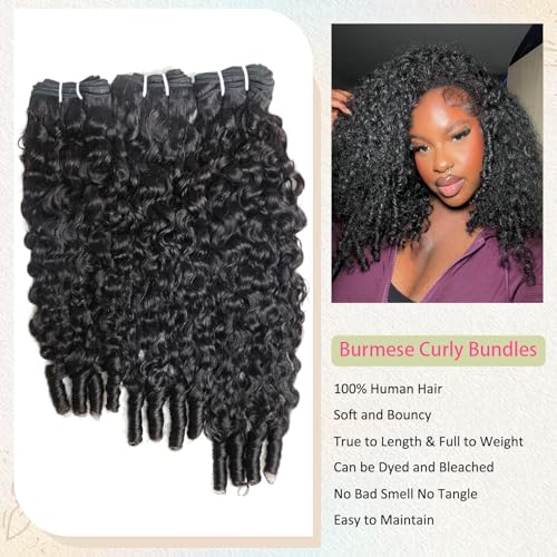 Burmese Curly Human Hair Bundles 20 22 24 Inch