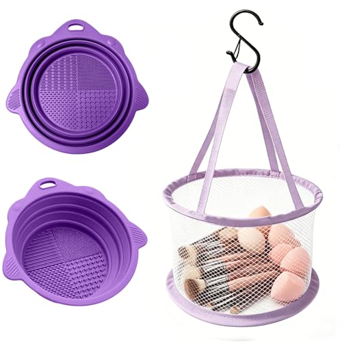 Makeup Brush Cleaner Mat & Drying Basket - 3-in-1 Kit