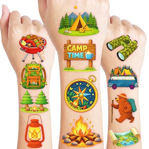 96 Camping Temporary Tattoos for Kids | Outdoor Adventure