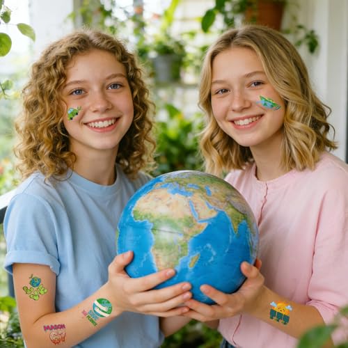 Earth Day Temporary Tattoo Stickers, 8 Sheets 200+ Designs
