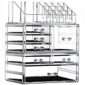 Clear Acrylic Makeup Organizer for Vanity,Countertop,Stackable 7 Drawers Bathroom Skincare Organizer with Brush Holder,Large Skin Care Organizer for Jewelry,Beauty Product Lipsticks,Nail Polishes