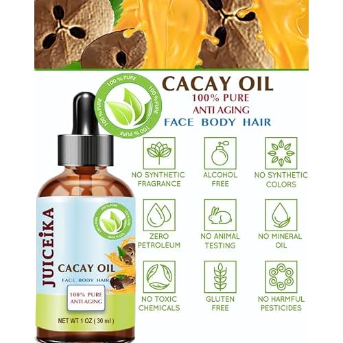 CACAY OIL 100% Pure Natural Virgin Unrefined Cold-Pressed Carrier Oil 1 Fl oz 30 ml For Face, Skin, Body, Hair, Lip, Nails