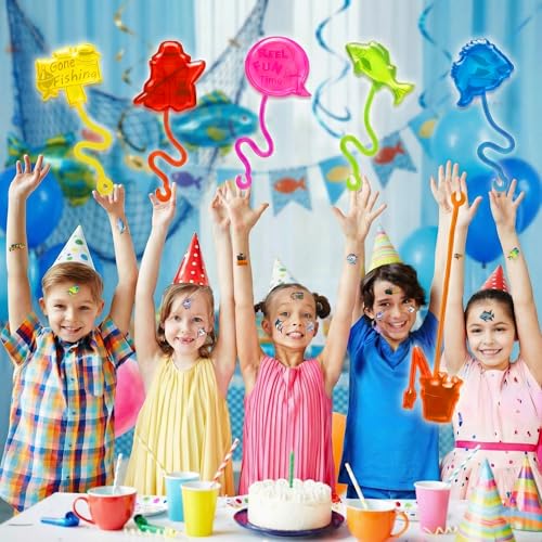 48 Piece Fishing Party Favors Set - Stick Hands & Tattoos