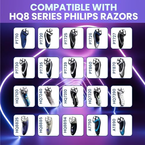 HQ8 Replacement Heads Compatible with Philips Norelco Aquatec Shaver, HQ8 Blades Fits for Philips Norelco Razor PT720 AT880 AT810, 9-pc Pack