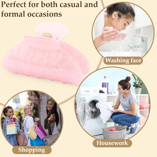 Acrylic Hair Claw Clips Set, 4-Pack Medium Size Pink & Cream
