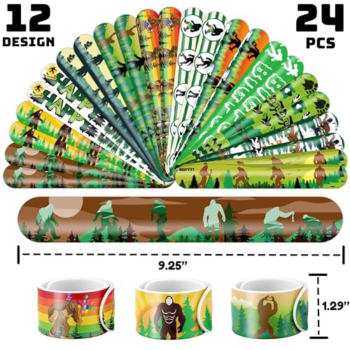 72PCS Bigfoot Party Set | 48PCS Temporary Tattoos & 24PCS Slap Bracelets | Fun Sasquatch-Themed Birthday Supplies, Baby Shower Gifts, Classroom Rewards & Party Decorations for Kids (Boys & Girls)