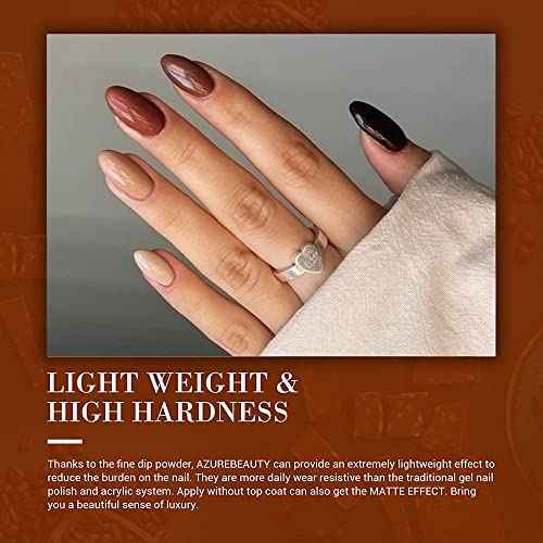 AZUREBEAUTY Dip Powder Nail Set, Fall Nude Dark Brown Purple Gary Natural 6 Colors Dipping Powder Starter Kit, French Nail Art Manicure DIY Salon, No Need Nail Lamp Cured