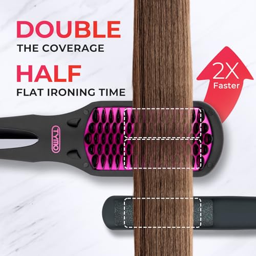 TYMO Ionic Hair Straightener Brush - Elegant Matte Black, 16 Temp Settings