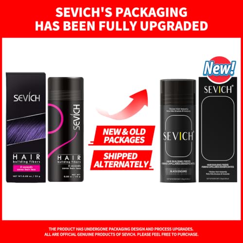 SEVICH Hair Fibers for Thinning Hair 25g Black - Instant Thickening & Fullness, Natural Keratin Hair Building Powder, Pack of 1 (0.88 oz)