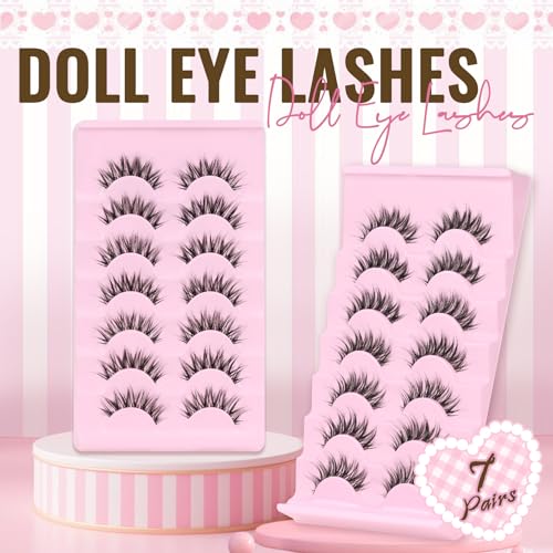 Fyonas Moonlight Wispy False Eyelashes - Natural Doll Eye Look, Clear Band