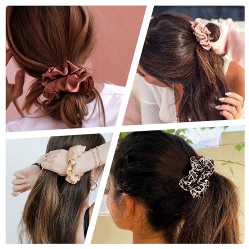 16 Satin Scrunchies for Women - No-Crease Hair Ties for Thick Hair