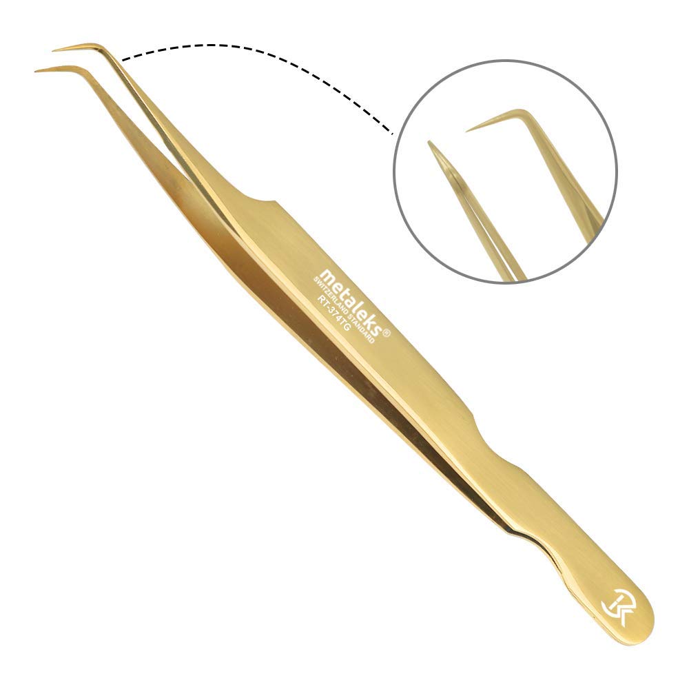 Professional lash tweezers for eyelash extensions 90 degree tweezers lash extensions tweezer Hand Crafted Japanese Stainless Steel Precision Tweezers (90° Angular Tip.)