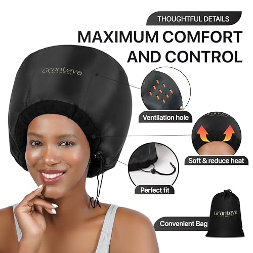 Hooded Hair Dryer Diffuser Cap with Headband - Reduces Heat Around Ears for Fast, Deep Conditioning, Curly Hair