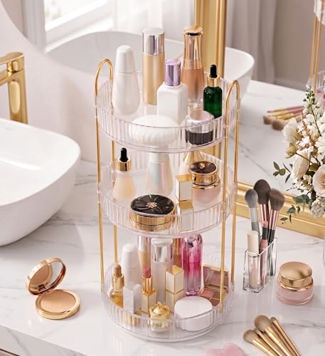 Aveniee 3-Tier 360° Rotating Makeup Organizer, White