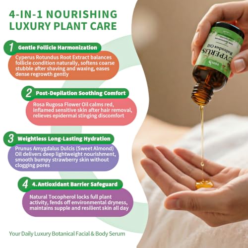 Cyperus Rotundus Oil with Sweet Almond & Rosehip – Soothing Hair Removal Oil