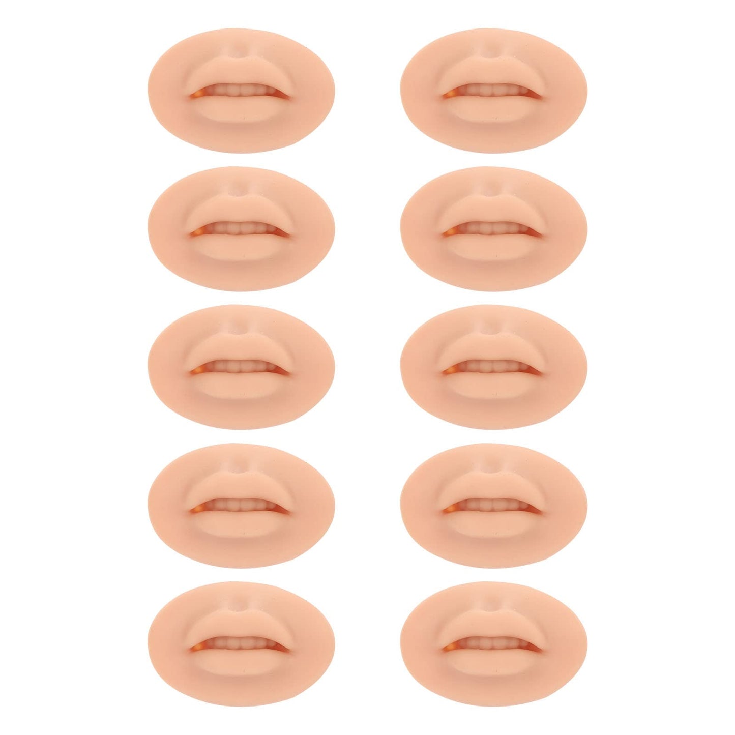 10Pcs Practice Lips, Soft Silicone Open Mouth Model, Flexible 3D Lip Model, Microblading Practice Skin for Semi Permanent Makeup, Practicing Suture, Education Display (Dark Skin